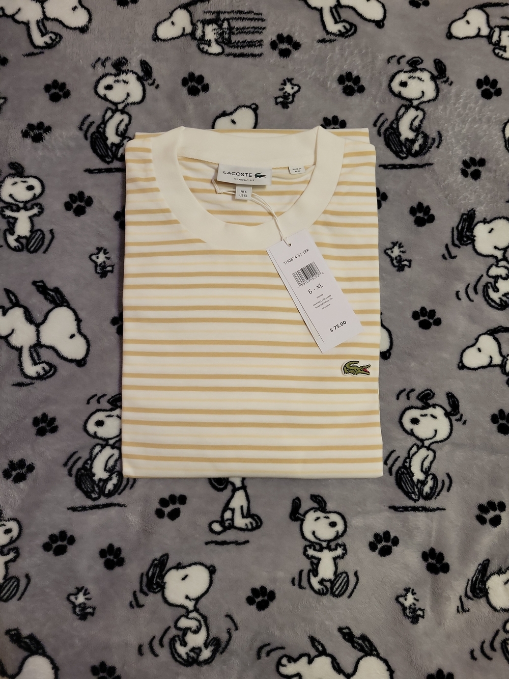 Lacoste Classic Fit Striped T-Shirt Size XL